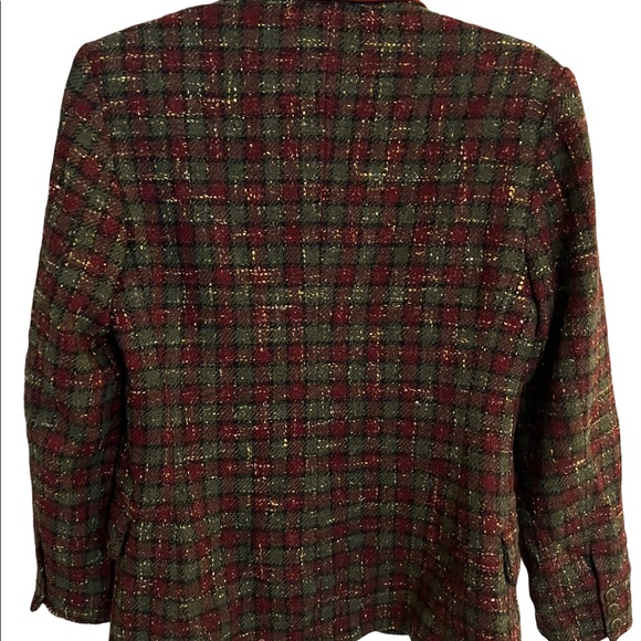 Georges Marciano (Vintage Guess) Lined 3 Button Plaid Jacket in Wool Sz 2 - Picture 5 of 7